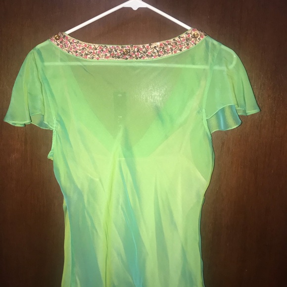 ECI New York Lime Green Silk Blouse - Picture 2 of 4